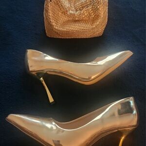 SHEIN Metallic Gold Pointed Toe Stiletto Heels